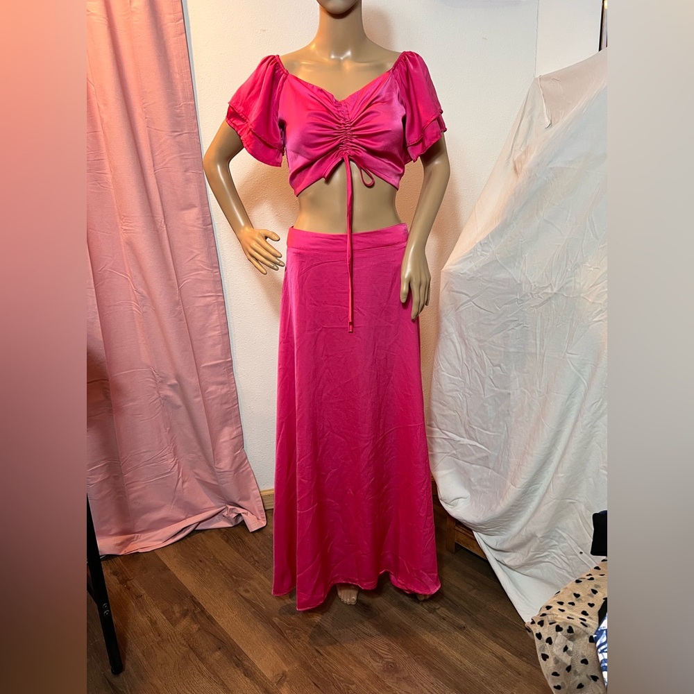 Chic Coco Moda Fuchsia Maxi long skirt 2pc set size L